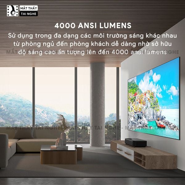 Epson EH-LS800 - Máy chiếu siêu gần 4K thông minh tích hợp Android TV, độ phân giải chuẩn 4K UHD 3840x2160p, độ sáng 4.000 ansi, tương phản siêu cao 2.500.000:1
