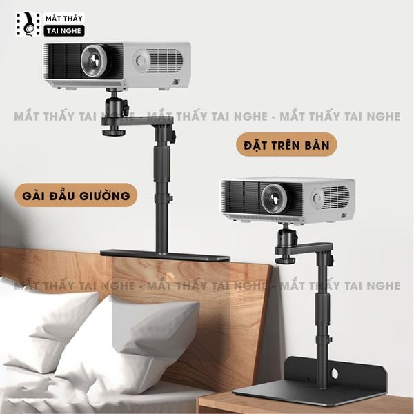 Chân gài đầu giường và để bàn - Chân giá đỡ hỗ trợ nhiều loại máy chiếu khác nhau, điều chỉnh xoay 360 độ dễ dàng, điều chỉnh độ cao 24-40 cm, chất liệu thép Carbon cao cấp chịu lực lên đến 5kg