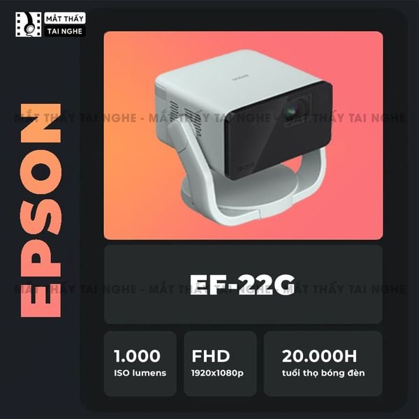 Epson EF-22 - Máy chiếu Laser mini thông minh tích hợp Google, sử dụng công nghệ 3LCD độc quyền, độ sáng 1000 ISO lumens, độ phân giải chuẩn Full HD, tương phản 5.000.000:1 cho hình ảnh và màu sắc cực đẹp