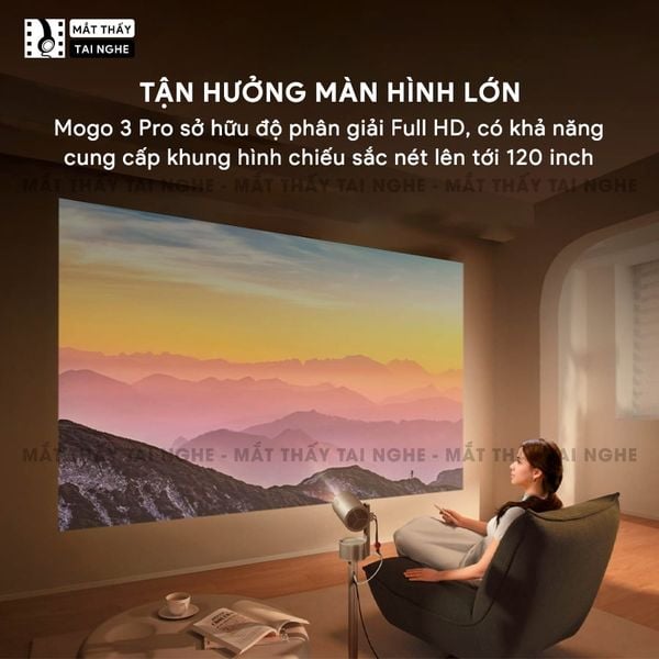 Xgimi Mogo 3 Pro - Máy chiếu thông minh tích hợp Google TV quốc tế, sử dụng công nghệ DLP, độ sáng 450 ISO lumens, độ phân giải chuẩn Full HD cho hình ảnh và màu sắc cực đẹp