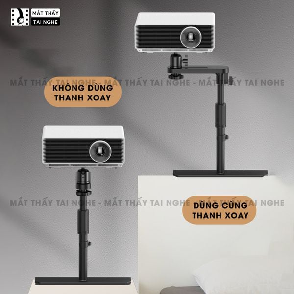 Chân gài đầu giường và để bàn - Chân giá đỡ hỗ trợ nhiều loại máy chiếu khác nhau, điều chỉnh xoay 360 độ dễ dàng, điều chỉnh độ cao 24-40 cm, chất liệu thép Carbon cao cấp chịu lực lên đến 5kg