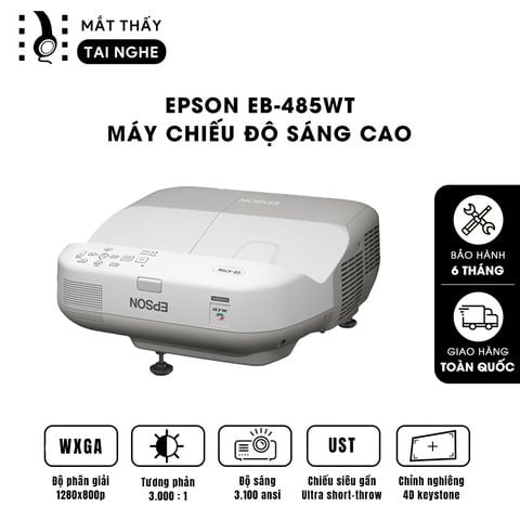 Epson EB-485wt - 99% - Máy chiếu WXGA 1280x800p, độ sáng 3.100 ansi, tương phản 3.000:1, hỗ trợ chiếu 3D cực đẹp, hình ảnh nét đẹp