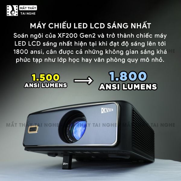 Xview XF200 Ultra - Máy chiếu LED LCD sáng nhất hiện nay, độ sáng lên đến 1.800 ansi, phân giải thực chuẩn Full HD 1080p, hỗ trợ hệ điều hành Android TV mượt mà và chân giá truyền động điện tử thông minh