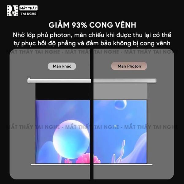Màn chiếu treo Photon - Màn chiếu bay trong suốt từ vật liệu PET cao cấp, cho hình ảnh sắc nét, chuyên dụng cho máy chiếu Laser 3 màu, hỗ trợ 2 kích thước