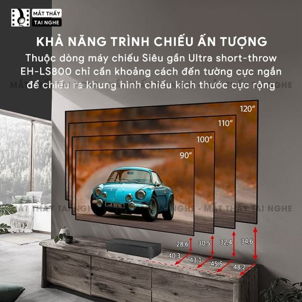 Epson EH-LS800 - Máy chiếu siêu gần 4K thông minh tích hợp Android TV, độ phân giải chuẩn 4K UHD 3840x2160p, độ sáng 4.000 ansi, tương phản siêu cao 2.500.000:1