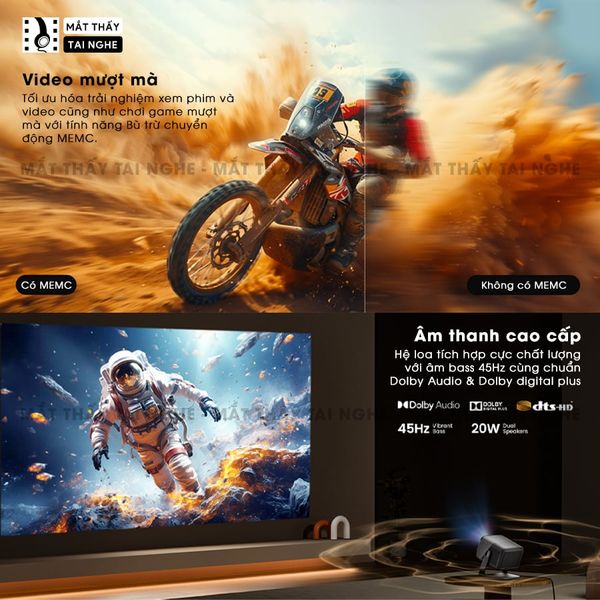 JMGO N1s Ultra Quốc tế - Máy chiếu thông minh tích hợp Google TV và hỗ trợ Netflix chính chủ, độ phân giải 4K UHD 3840x2160p, độ sáng 3.000 Ansi lumens