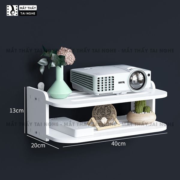 Giá đỡ máy chiếu 2 tầng gắn tường - Dễ dàng lắp đặt, không cần khoan đục, chất liệu gỗ chắc chắn, độ thẩm mỹ cao