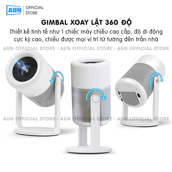 AUN HY300 Gen2 - Máy chiếu mini giá rẻ, độ phân giải thực HD 720p, độ sáng 200 ansi lumens, tích hợp Android và tính năng Auto keystone chỉnh nghiêng tự động, kết nối điện thoại linh hoạt