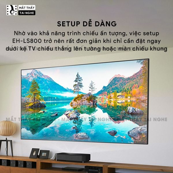 Epson EH-LS800 - Máy chiếu siêu gần 4K thông minh tích hợp Android TV, độ phân giải chuẩn 4K UHD 3840x2160p, độ sáng 4.000 ansi, tương phản siêu cao 2.500.000:1