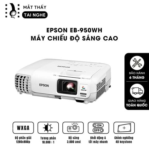 Epson EB-950WH - 99% - Máy chiếu  WXGA 1280 x 800, tương phản cao 10.000:1, phù hợp chiếu dạy học văn phòng, hỗ trợ chiếu 3D cực đẹp