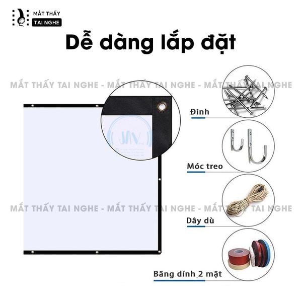 Màn chiếu bạt gắn tường chất liệu PVC chất lượng cao, cho hình ảnh sắc nét, chuyên dụng cho mọi loại máy chiếu, tỉ lệ 16:9, kích thước 84inch  100inch 120inch
