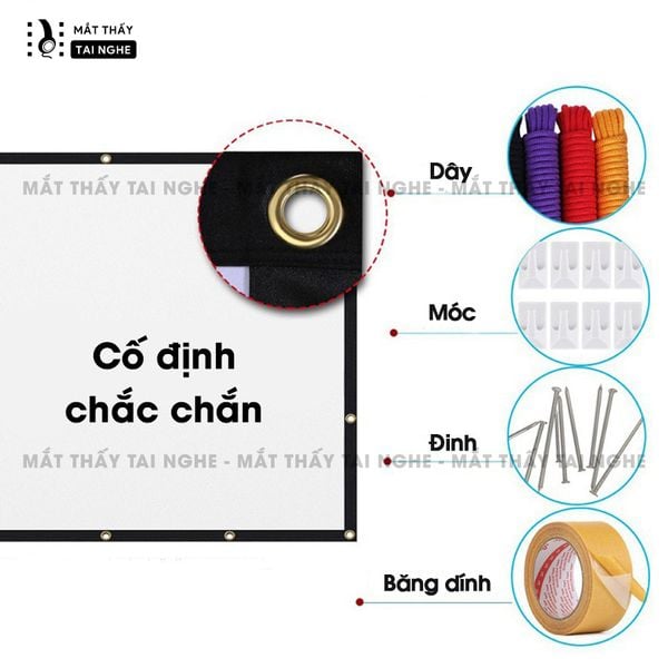 Màn chiếu bạt gắn tường chất liệu PVC chất lượng cao, cho hình ảnh sắc nét, chuyên dụng cho mọi loại máy chiếu, tỉ lệ 16:9, kích thước 84inch  100inch 120inch