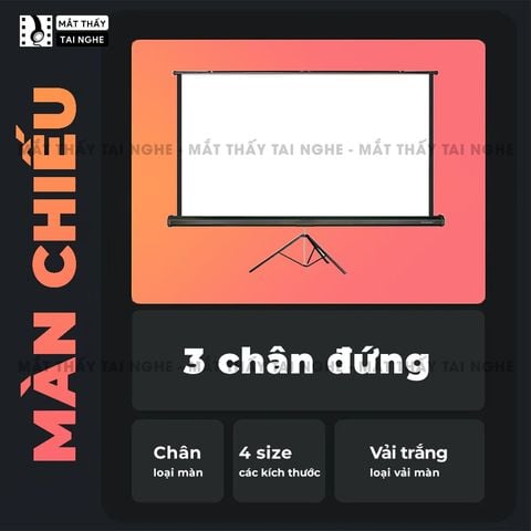 Màn chiếu chân đứng chất liệu PVC chất lượng cao, cho hình ảnh sắc nét, chuyên dụng cho mọi loại máy chiếu, hỗ trợ trình chiếu đa tỉ lệ, kích thước 100inch 120inch 140inch 150inch