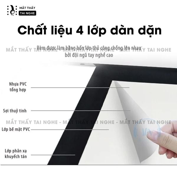 Màn chiếu chân đứng chất liệu PVC chất lượng cao, cho hình ảnh sắc nét, chuyên dụng cho mọi loại máy chiếu, hỗ trợ trình chiếu đa tỉ lệ, kích thước 100inch 120inch 140inch 150inch