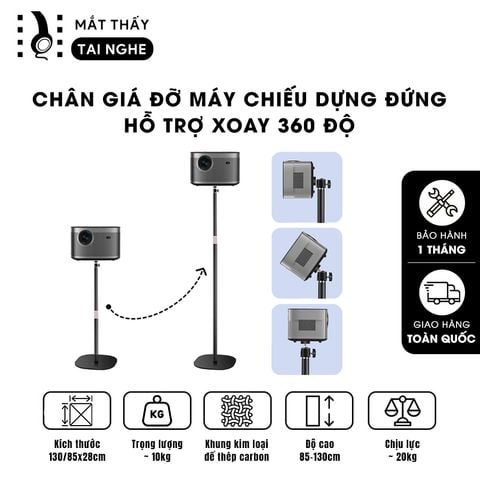 Chân máy chiếu dựng đứng xoay 360 độ - Loại xịn, chất liệu thép Carbon cao cấp, thay đổi linh hoạt độ cap 85 - 130 cm, trự đứng vững chắc và chịu lực lên tới 20kg