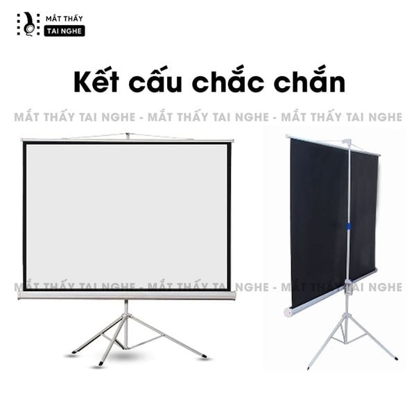 Màn chiếu chân đứng chất liệu PVC chất lượng cao, cho hình ảnh sắc nét, chuyên dụng cho mọi loại máy chiếu, hỗ trợ trình chiếu đa tỉ lệ, kích thước 100inch 120inch 140inch 150inch