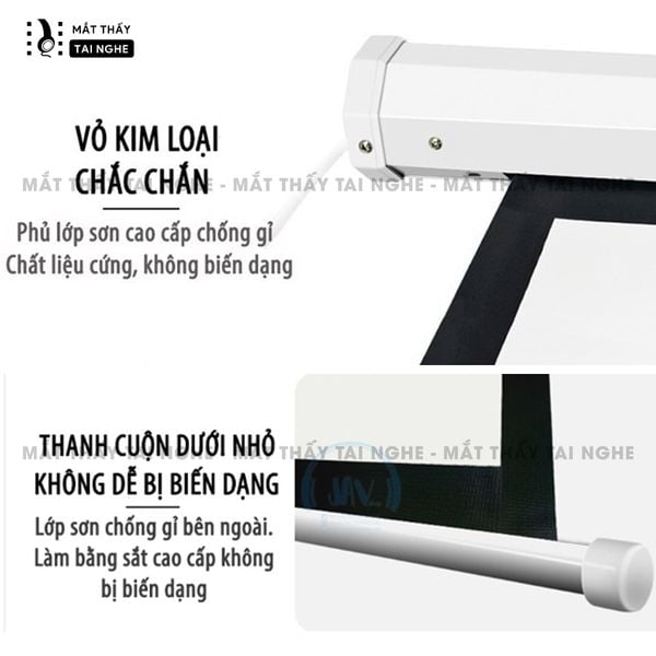 Màn chiếu chân đứng chất liệu PVC chất lượng cao, cho hình ảnh sắc nét, chuyên dụng cho mọi loại máy chiếu, hỗ trợ trình chiếu đa tỉ lệ, kích thước 100inch 120inch 140inch 150inch