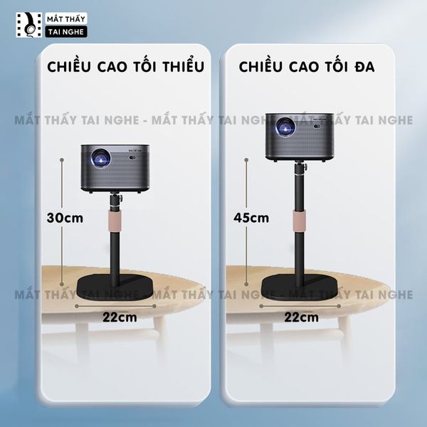 Chân giá đỡ máy chiếu dựng đứng để bàn xoay 360 độ linh hoạt, chất liệu thép carbon cao cấp, chịu lực lên tới 5kg