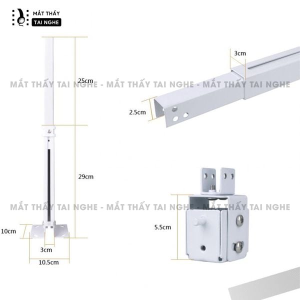Chân treo máy chiếu gắn tường & trần xoay 360 độ - Độ dài tùy chỉnh 40 - 65cm, loại cao cấp, chất liệu dày dặn, chắc chắn, hỗ trợ sử dụng với đa dạng các loại máy chiếu