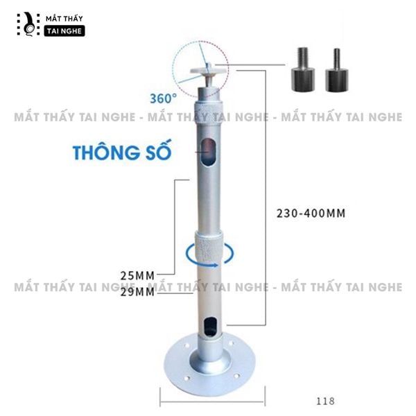Chân treo máy chiếu treo trần - Hỗ trợ trần nhà từ 30 - 90cm, loại cao cấp, chất liệu dày dặn, chắc chắn, sử dụng với đa dạng các loại máy chiếu