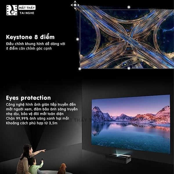 Changhong B8U - Máy chiếu siêu gần thông minh 4K UHD, độ sáng 2300 Ansi Lumens, hệ điều hành Android TV 11, hỗ trợ trình chiếu 3D cực đẹp