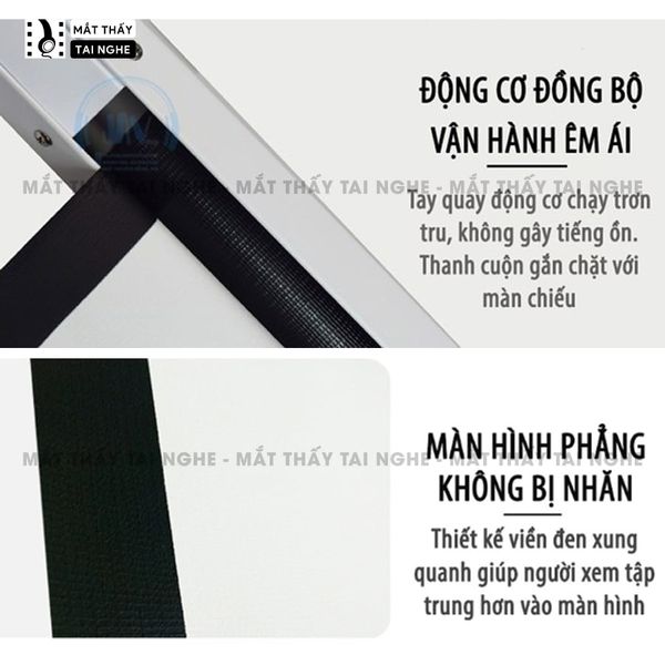 Màn chiếu điện tự động chất liệu PVC chất lượng cao, cho hình ảnh sắc nét, hỗ trợ trình chiếu đa tỉ lệ, chuyên dụng cho mọi loại máy chiếu, kích thước 100inch 120inch 140inch 150inch