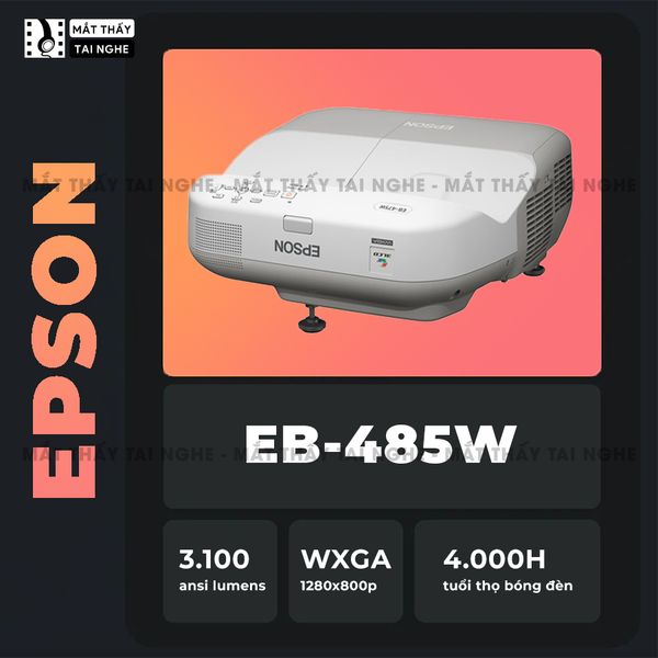 Epson EB-485wt - 99% - Máy chiếu WXGA 1280x800p, độ sáng 3.100 ansi, tương phản 3.000:1, hỗ trợ chiếu 3D cực đẹp, hình ảnh nét đẹp