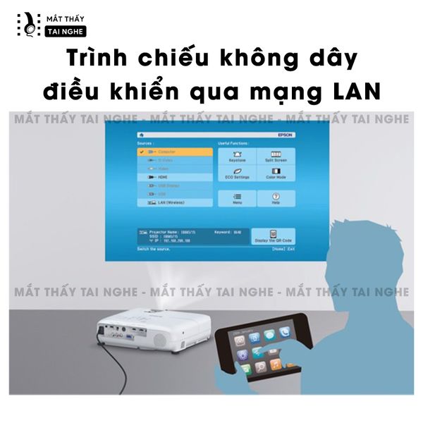 Epson EB-536wt - 99% - Máy chiếu gần tương tác cảm ứng, độ sáng 3.400 ansi lumens, độ phân giải WXGA 1280x800p, tương phản cực cao 16.000:1, hỗ trợ bút cảm ứng và kết nối không dây tiện lợi