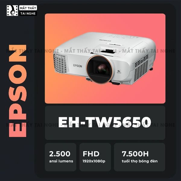 Epson EH-TW5650 - 99% - Máy chiếu Full HD 1920x1080p chuyên Cinema, độ sáng 2.500 ansi, tương phản siêu cao 60.000:1, hỗ trợ chiếu 3D cực đẹp, có chế độ kết nối không dây tiện lợi