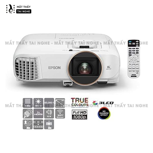 Epson EH-TW5650 - 99% - Máy chiếu Full HD 1920x1080p chuyên Cinema, độ sáng 2.500 ansi, tương phản siêu cao 60.000:1, hỗ trợ chiếu 3D cực đẹp, có chế độ kết nối không dây tiện lợi