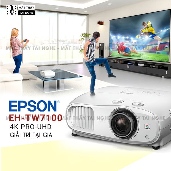 Epson EH-TW7100 - 99% - Máy chiếu 4K UHD 3840x2160p chuyên Cinema, độ sáng 3.000 ansi, tương phản siêu cao 100.000:1, hỗ trợ chiếu 3D cực đẹp