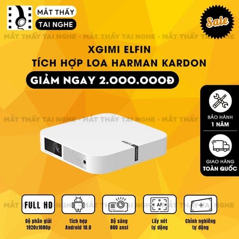 Xgimi Elfin - Máy chiếu thông minh bản quốc tế, máy chiếu DLP công nghệ 3D độ sáng 800 Ansi cho hình ảnh và màu sắc cực đẹp