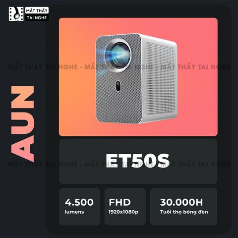 AUN ET50S Netflix - Máy chiếu mini giá rẻ, độ phân giải thực chuẩn Full HD 1080p, hỗ trợ sử dụng Netflix và Youtube chính chủ, kết nối laptop, máy tính, hỗ trợ hệ điều hành Linux mượt mà