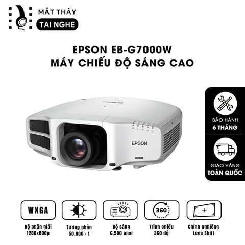 Epson EB-G7000w - 99% - Máy chiếu WXGA 1280x800p, độ sáng cực cao 6.500 ansi lumens, tương phản cực cao 50.000:1, tích hợp điều chỉnh Lens shift, hỗ trợ chiếu 3D mapping cực đẹp