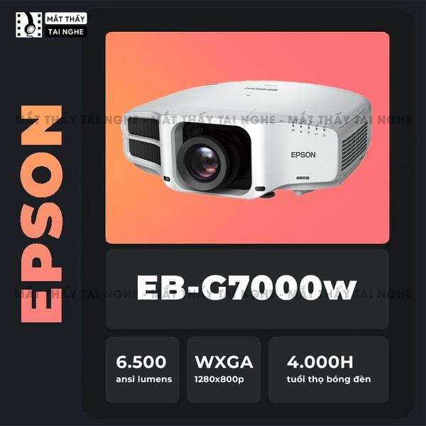 Epson EB-G7000w - 99% - Máy chiếu WXGA 1280x800p, độ sáng cực cao 6.500 ansi lumens, tương phản cực cao 50.000:1, tích hợp điều chỉnh Lens shift, hỗ trợ chiếu 3D mapping cực đẹp