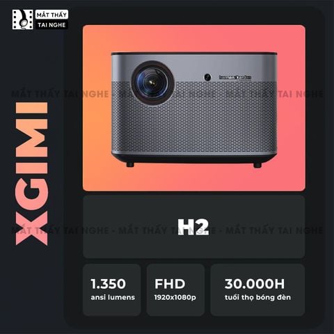 XGIMI H2 -  Máy chiếu thông minh tích hợp hệ điều hành Quốc tế, chip DMD 0.47 inch, độ phân giải Full HD 1920x1080p, độ sáng 1.350 ansi, hỗ trợ Lấy nét tự động và Chỉnh nghiêng tự động