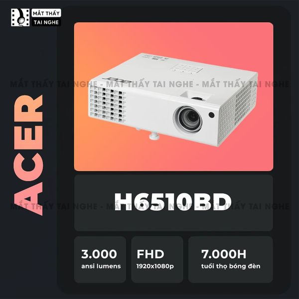Acer H6510BD - 99% - Máy chiếu Full HD 1920x1080p, độ sáng 3.000 ansi, tương phản cao 10.000:1, hỗ trợ chiếu 3D cực đẹp, hình ảnh nét đẹp
