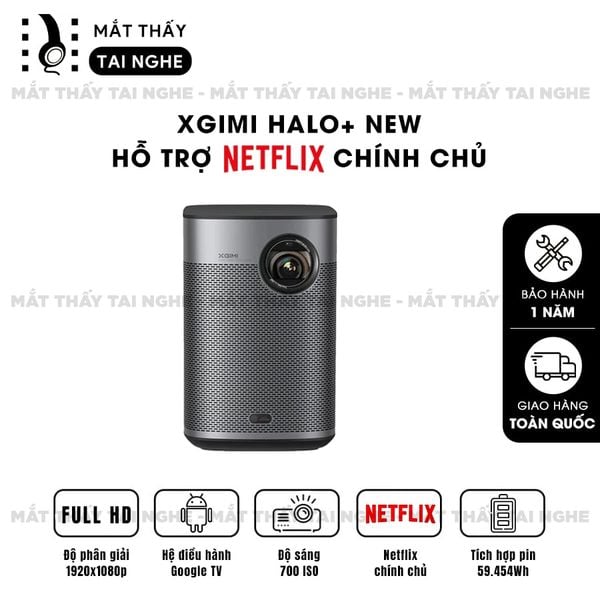 Xgimi Halo+ New - Máy chiếu thông minh tích hợp Google TV, sử dụng công nghệ DLP, độ sáng 700 ISO lumens, độ phân giải chuẩn Full HD cho hình ảnh và màu sắc cực đẹp