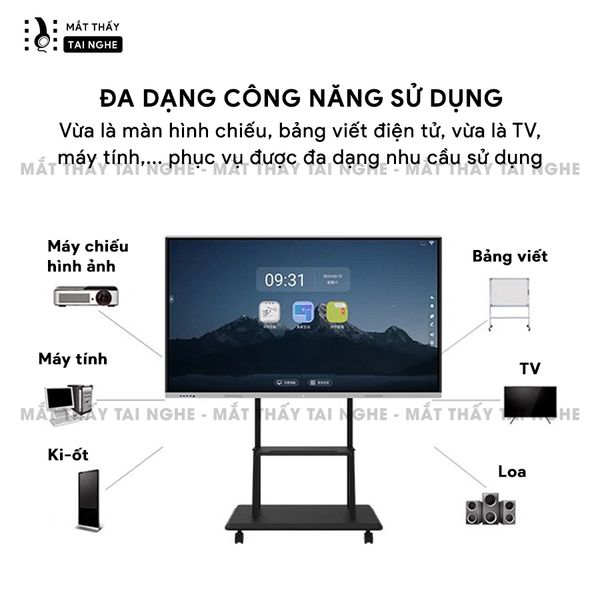 Màn hình tương tác HD Focus 75 inch - Màn hình phân giải chuẩn 4K UHD sắc nét, độ sáng cao, tương phản tốt, góc nhìn 178 độ, cảm ứng hồng ngoại đa điểm cực nhạy