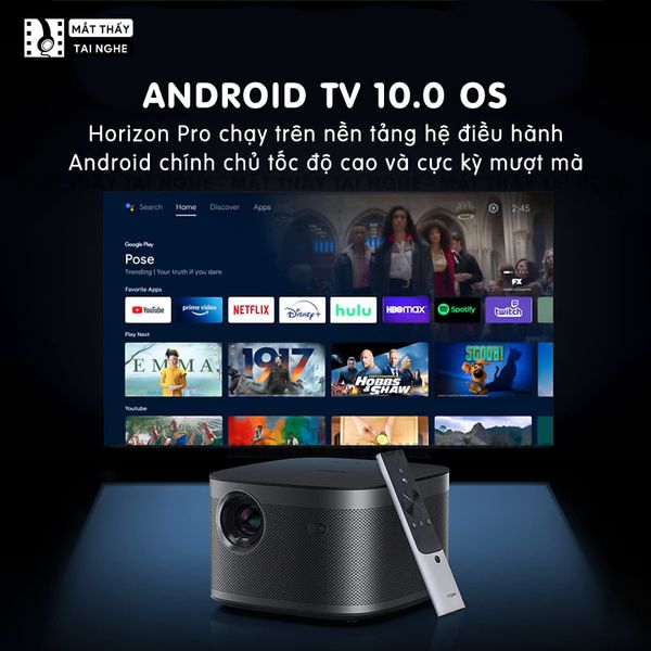XGIMI Horizon Pro - Máy chiếu 4K DLP máy chiếu thông minh chuẩn độ phân giải thực 4K, độ sáng 2200 ANSI Lumens, Android TV 10.0, loa Harman Kardon Speakers, tự động lấy nét, tự động căn chỉnh góc chiếu