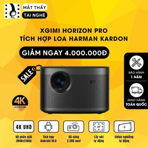 XGIMI Horizon Pro - Máy chiếu 4K DLP máy chiếu thông minh chuẩn độ phân giải thực 4K, độ sáng 2200 ANSI Lumens, Android TV 10.0, loa Harman Kardon Speakers, tự động lấy nét, tự động căn chỉnh góc chiếu