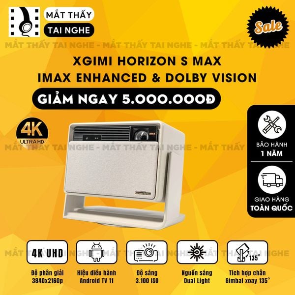 Xgimi Horizon S Max - Máy chiếu 4K thông minh tích hợp Android TV 11, sử dụng công nghệ Dual Light 2.0, đạt chứng nhận IMAX Enhanced, độ phân giải chuẩn 4K UHD, độ sáng 3100 ISO Lumens, tương phản siêu cao 100000:1, loa Harman Kardon và Dolby Vision