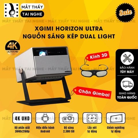 XGIMI Horizon Ultra - Máy chiếu 4K Dual Light LED-Laser thông minh chuẩn độ phân giải thực 4K, độ sáng 2300 ISO Lumens, Android TV 11, loa Harman Kardon Speakers, Dolby Vision, tự động lấy nét và tự động căn chỉnh góc chiếu