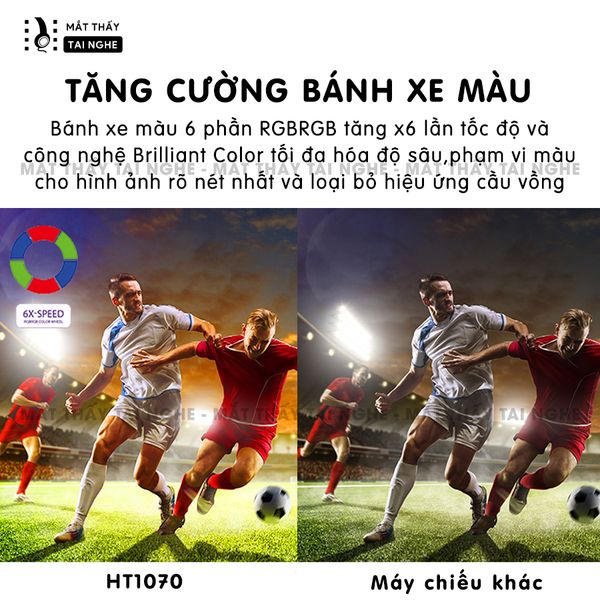 BenQ HT1070 - 99% - Máy chiếu Full HD 1920x1080p, màu sắc rực rỡ với 6X RGBRGB và Cinematic master video chuyên biệt, hỗ trợ chiếu 3D siêu đẹp