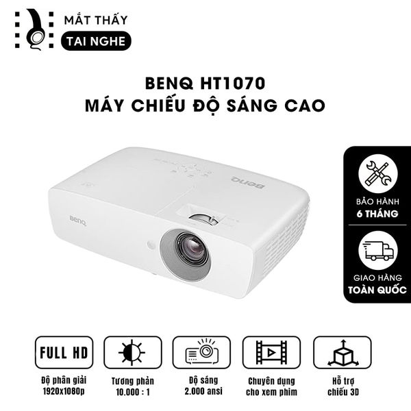 BenQ HT1070 - 99% - Máy chiếu Full HD 1920x1080p, màu sắc rực rỡ với 6X RGBRGB và Cinematic master video chuyên biệt, hỗ trợ chiếu 3D siêu đẹp