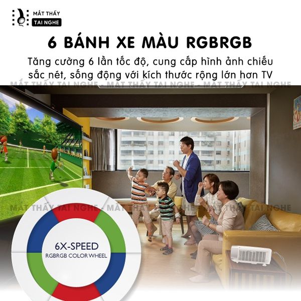 BenQ HT2050 - 99% - Máy chiếu Full HD 1920x1080p, tương phản cao 15.000:1 và hệ màu 10 bit với 1.07 tỉ màu cực đẹp, tăng cường 6 bánh xe màu Node RGBRGB công nghệ độc quyền BrilliantColor