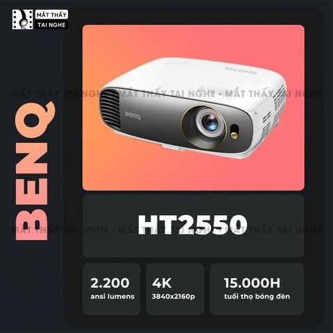 BenQ HT2550 NEW - Máy chiếu 4K chuẩn 4K 3840x2160p với 8,3 triệu điểm ảnh hoàn hảo, độ sáng cao 2200 Ansi, hệ màu Cinematic Color, Rec 709, chế độ HDR, tuổi thọ 10,000h chất lượng hình ảnh cực đẹp