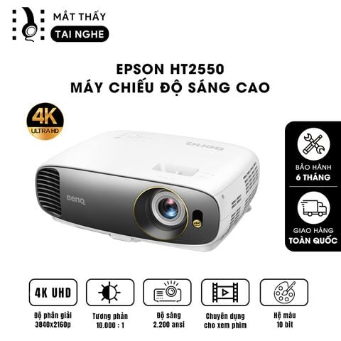 BenQ HT2550 NEW - Máy chiếu 4K chuẩn 4K 3840x2160p với 8,3 triệu điểm ảnh hoàn hảo, độ sáng cao 2200 Ansi, hệ màu Cinematic Color, Rec 709, chế độ HDR, tuổi thọ 10,000h chất lượng hình ảnh cực đẹp