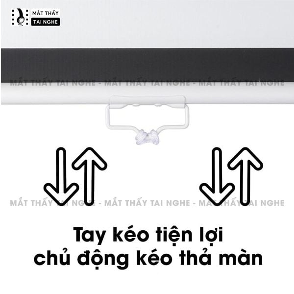 Màn chiếu kéo tay có khung nẹp cuộn chất liệu PVC chất lượng cao, cho hình ảnh sắc nét, chuyên dụng cho mọi loại máy chiếu, hỗ trợ trình chiếu đa tỉ lệ, kích thước 100inch 120inch 140inch 150inch