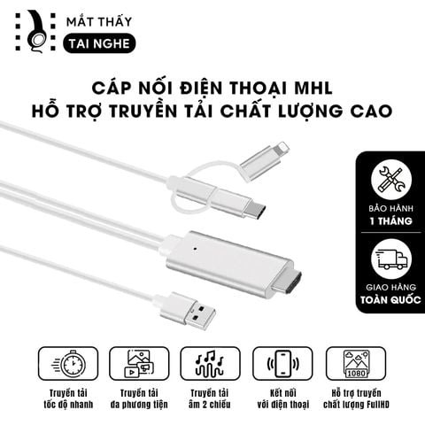 Cáp MHL kết nối điện thoại ra máy chiếu loại cao cấp, truyền tải ổn định, không kém máy